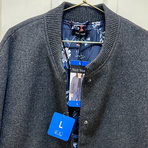 Well Worn Women's Bomber Style Jacket Coat Size L Charcoal Gray Contemporary NEW - Picture 4 of 15